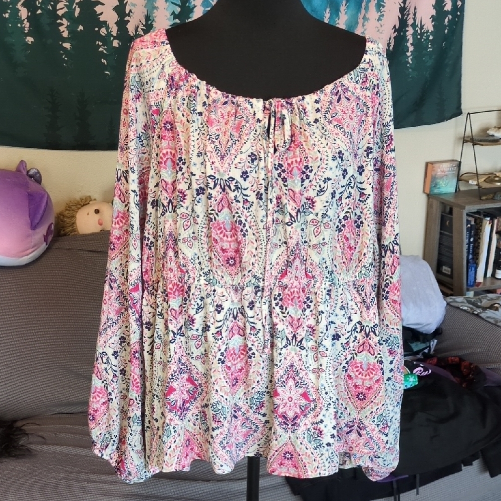 Torrid 3X Babydoll Crinkle Gauze Tie Front Top